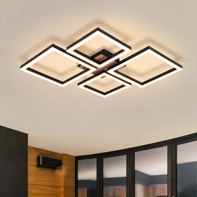 Image de Plafonnier LED ZMH pour chambre à coucher 32 W, lampe de cuisine noire, lampe de salon, lampe de couloir, aspect bois, éclairage de plafond pour salon