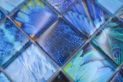 Produktbild von Handmuster Mosaikfliese Glasmosaik Kombi Forest blau türkis Fliesenspiegel Küche MOS78-W78_m