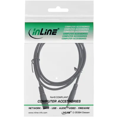Image de InLine® Rallonge CC, mâle/femelle 5,5 x 2,1 mm, AWG24, noir, 1 m
