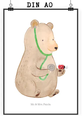 Produktbild von Mr. & Mrs. Panda Bild Bär Arzt DIN A0 - Weiß - Geschenk, Plakat, Professorin, Teddy, Doktor, drucke, Wandbild, wanddeko, Ärztin, Professor, Kunstdruck