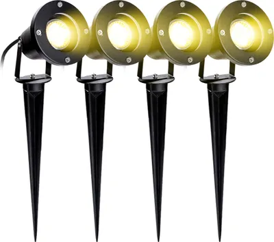 Produktbild von Peviasot 4er Pack Gartenstrahler mit Erdspiess 4W GU10 LED IP65 Wasserdicht Gartenbeleuchtung mit Stecker Warmweiss 3000K Aussenleuchte fuer Baum,Teich,Garten [++]
