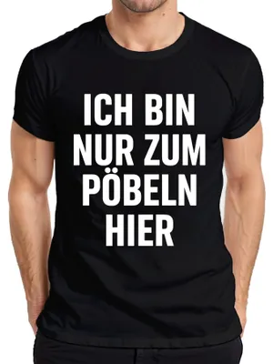 Zdjęcie produktu dla Koszulka męska "Tylko po to tu jestem: żart, sarkazm, prowokacja, humor", czarna, rozmiar M