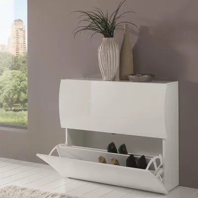 Immagine prodotto di Dmora Scarpiera Ape 27x101x82h cm Bianco Bianco Lucido, 16 Paia 2 Ante  Italy