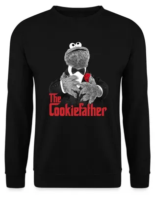 Produktbild von Spreadshirt Sesamstraße Krümelmonster The Cookiefather Uni Pullover, L, Schwarz
