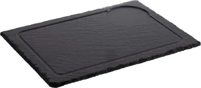 Produktbild von APS 947 Naturschieferplatte mit Saftrille, Aussparung Ø 9,5 cm, 33 x 24 cm