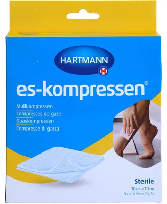 Zdjęcie produktu dla Kompres ES sterylny 10 cm x 10 cm 17fd 8-krotny (5xP2), 10 kompresów