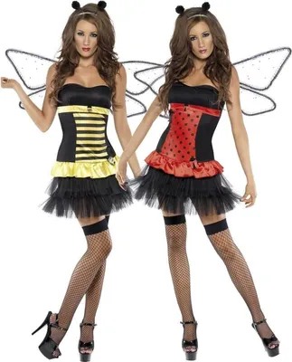 Produktbild von Bienenkostüm Kostüm Biene Marienkäferkostüm Marienkäfer gelb schwarz / rot schwarz Minikleid y Kleid Gr. 34 (XS), 36/38 (S), 40/42 (M), 44/46 (L), , Größe:L