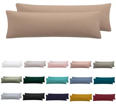 Immagine prodotto di Cuscini per chi dorme su un lato, fodera 40 x 145 cm, color cammello, set da 2, in microfibra