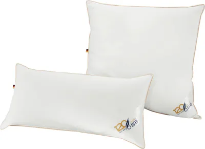Two white pillows on a white background.