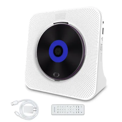 Produktbild von Retro CD Player Bluetooth HiFi, USB/FM/AUX Stereo, LED Display, Fernbedienung, tragbarer Musik Player, Weiß, Stereo Anlage