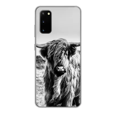 Produktbild von MuchoWow® Handyhülle Schutzhülle Hülle für Samsung Galaxy S20 Kuh - Schottischer Hochländer - Schwarz - Weiß - Tier - Natur - Wildtiere Silikon Softcase Handy Hülle - Bild