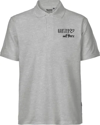 Produktbild von Huuraa Herren Polo Shirt Hartzer mit Herz M Sport Grey Bio Baumwolle Fairtrade Poloshirt Geschenkidee