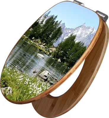 Produktbild von banjado Design WC Sitz Bambus Absenkautomatik -Bergidylle - Toilettendeckel mit Absenkautomatik Holz/hochwertiger Bambus Klodeckel/WC-Sitz für alle gängigen Toiletten [TDB2 12296]