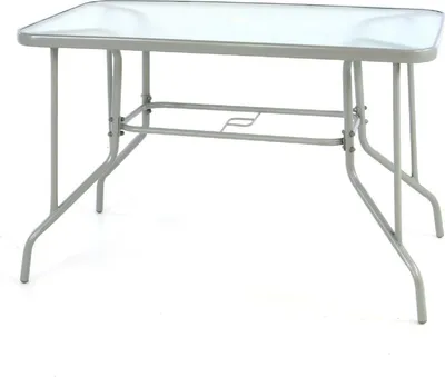 Produktbild von VCM Bistrotisch mit Glasplatte | Maße 110x60x72 cm | Glastisch mit Schirmloch | Gartentisch | Terrassentisch | Tisch