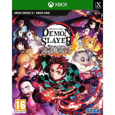 The image is a product packaging for the video game "Demon Slayer -Kimetsu no Yaiba- The Hinokami Chronicles" for Xbox.