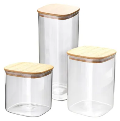 Produktbild von Excellent Houseware | Glasbehälter - Vorratsdose - Frischhaltedose - 3er Set - aus Glas - Behälter für Küche - Praktisch