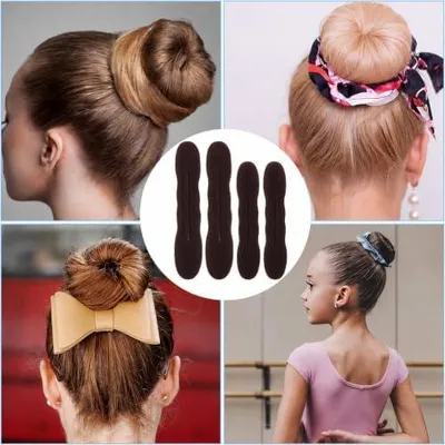Produktbild von Haarknotenformer, 4 Stück, weicher Duttformer in 2 Größen für Hochsteckfrisuren, Ballettknoten und Wellenfrisuren