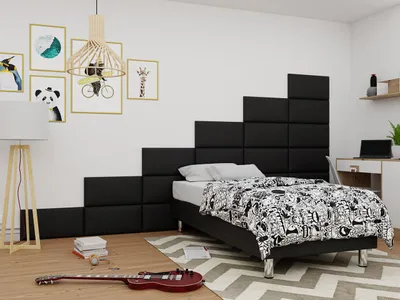Produktbild von MIRJAN24 Boxspringbett Lux für Wandpaneel, Einzelbett mit Matratze, Schlafzimmer (Farbe: Soft 011, Größe: 80x200 cm)