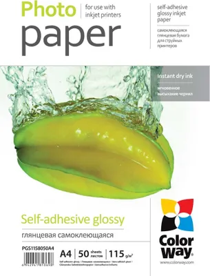 Obrázek produktu pro COLORWAY fotopapír/ samolepící/ glossy 115g/m2, A4/ 50 kusů