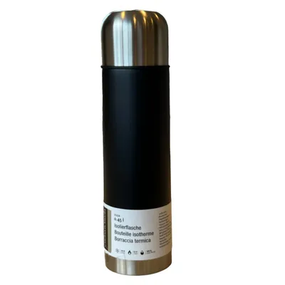 Immagine prodotto di Borraccia thermos con tazza, 0,45 l, nero, acciaio inox - 25 x 7 x 7 x cm