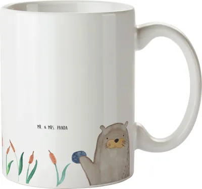 Produktbild von Mr. & Mrs. Panda Mehrwegbecher Otter Stein - Weiß - Geschenk, Plastikbecher, Pflanzen, Seeotter, Pott, See, Kinderbecher, Kunststoffbecher, Grüßen, Munter, Haferl