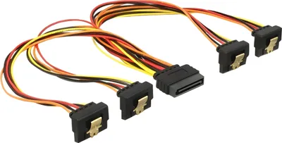 Produktbild von SATA 15Pin Stecker > 4x Buchse, gewinkelt (unten) (30cm)