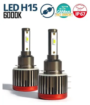 Image de Lot d'ampoules LED F2 H15 12 V/24 V 72 W 10 000 lm pour phares — Compatible Can-Bus — Feux de croisement/feux de route