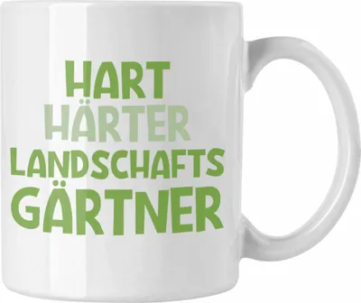 Produktbild von Trendation - Hart Härter Landschaftsgärtner Tasse mit Spruch Garten Hobbygärtner Gärtner Geschenk Lustig Gärtnerin Geschenkidee (Weiß)