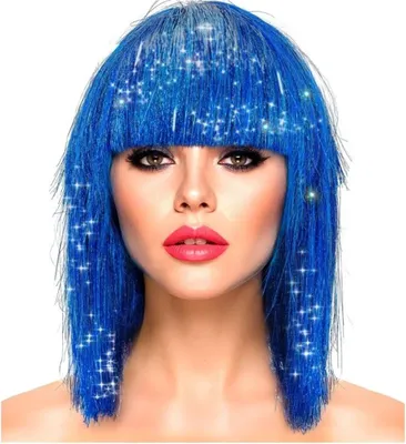 Produktbild von Damen Perücke Glitzy Bob | Blau