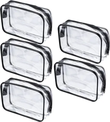 Produktbild von 5er Pack Transparente Kosmetiktaschen, Wasserdichtes PVC, Handgepäck Taschen, für Flugreisen