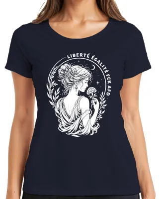Produktbild von Liberté Égalité Fraternité Frau Blume Vintage Statement Sarkasmus Damen T-Shirt, Navy, L