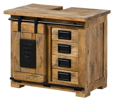 Immagine prodotto di MASSIVMOEBEL24 | RAILWAY #182 Mobile lavabo in legno di mango - laccato / natur 70x40x60