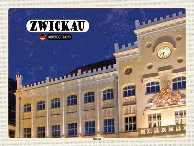Image de vianmo Panneau en bois 30x40 cm Zwickau Rathaus