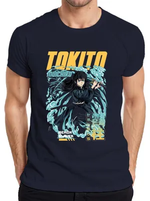Produktbild von Demon Slayer Tokito Muichiro Mist Hashira Nebel Schwert Geschenk Herren T-Shirt, Navy, M