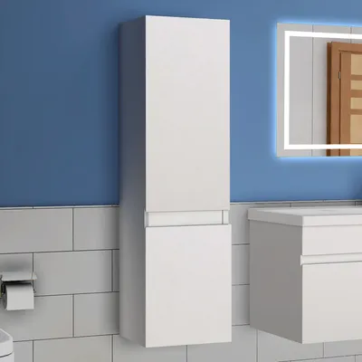 Produktbild von Badezimmerschrank Hochschrank mit verstellbare Trennwände Hängeschrank Badschrank 110 cm hoch, Weiß Matt Badregal