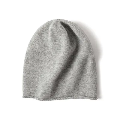 Produktbild von Kaschmir Mütze Damen – weiche Beanie Strickmütze Herren aus Kaschmir, warme Wintermütze, Geschenk zu Geburtstag & Weihnachten, A699 Grau