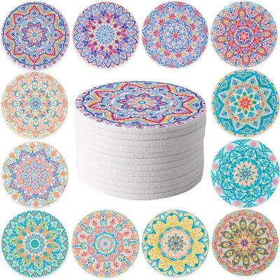 Image de Sous-verres absorbants 10 cm, motif floral