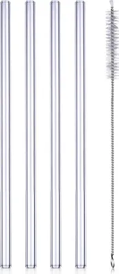 Produktbild von Trinkhalme mit Reiniger, Glas, 20 cm, 4 Stk.