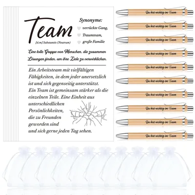 Produktbild von Karten-Set – Dankeskarten für Kollegen – Abschiedskarten – Geschenkset für Mitarbeiter – Holzstift – Organzasäckchen