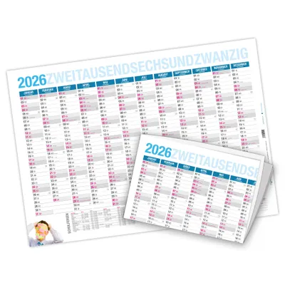 Produktbild von itenga Jahresplaner 2026 gefalzt Wandkalender DIN A2 (59,4 x42cm)