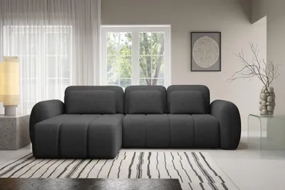 Produktbild von Ecksofa Schlafsofa Sofa CARIA in Stoff Quelle Anthrazit Ottomane Links