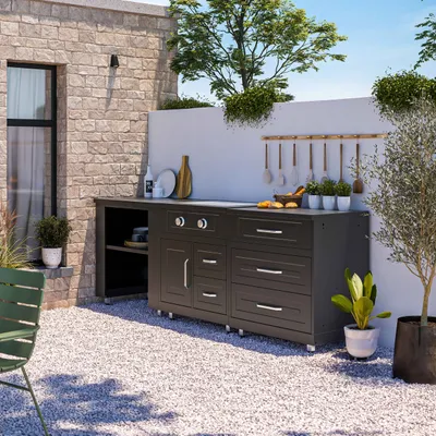 Image de Cuisine d'extérieur 3 modules avec gazinière - Oviala Memphis