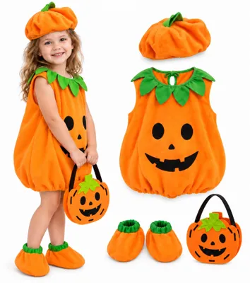 Pumpkin-Kostüm für Kinder, 4-teiliges Set, Halloween