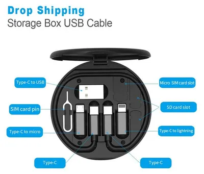 Produktbild von USB-C Adapter Set 4in1 Ladekabel für Apple Samsung Huawei USB-A Micro USB Box