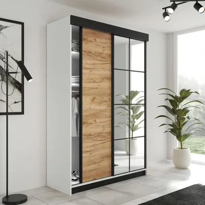 Produktbild von KIER FURNITURE Schiebegarderobe LAMARO mit Spiegel, Schrank Schlafzimmer 167x205x59cm