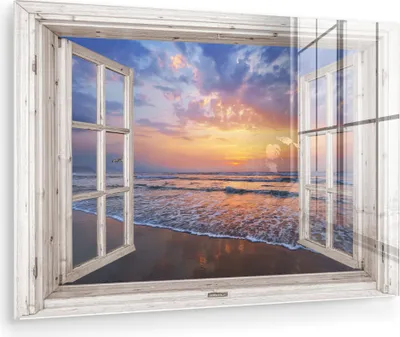 Produktbild von MuchoWow Glasbilder - Bilder auf Wandbild - Foto auf Glas Aussicht - Meer - Strand - Sonnenuntergang - Blau 120x80 cm Wanddekoration aus Glas - Acrylglasbild - Acrylbilder - Abbildung