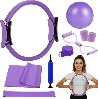 Produktbild von Pilates Set 8-teilig, für Zuhause, mit Yoga Ball und Widerstandsbänder, für Workout