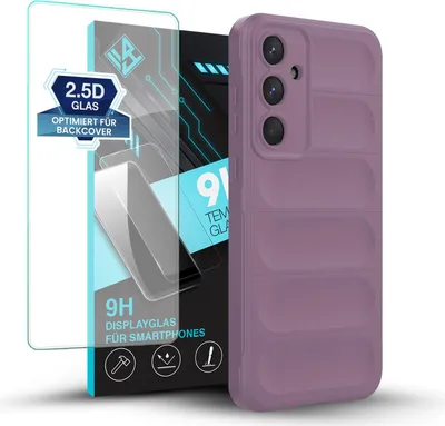 Produktbild von Handy Hülle für Samsung Galaxy A55 5G mit 9H Displayglas Displayschutz Plus Grip Case Cover Schutzhülle Softgrip Farbe: Violett