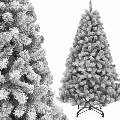 Produktbild von 230cm Weihnachtsbaum schneebedeckt, mit 1340 Spitzen, Tannenbaum Dekobaum mit Metallständer, Schnellaufbau, Φ115cm