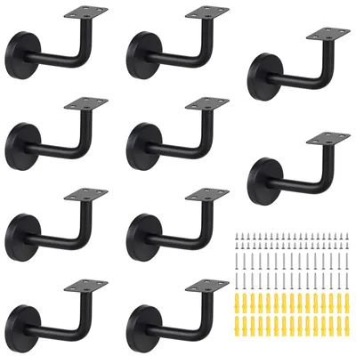 Leuninghalter Edelstahl 304, Wandmontage, schwarz, 10 Stück